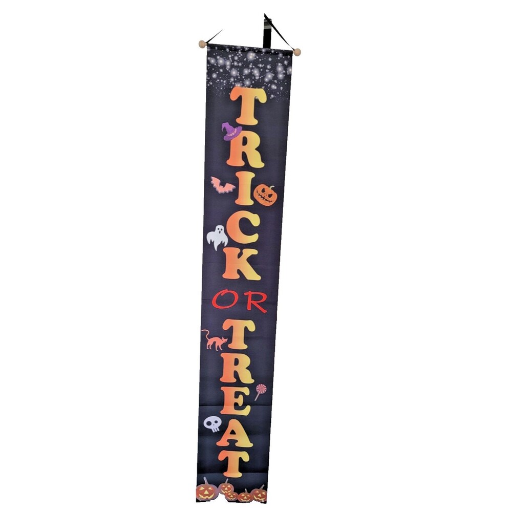 Halloween Trick or Treat 6 Feet Long Wall Door Hanging Banners Set of 2 New